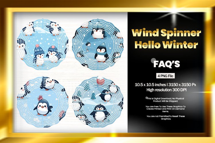 Hello Winter Wind Spinner Sublimation Design - 04 Variations