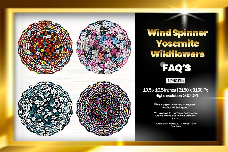 Yosemite wildflowers Wind Spinner Sublimation Design
