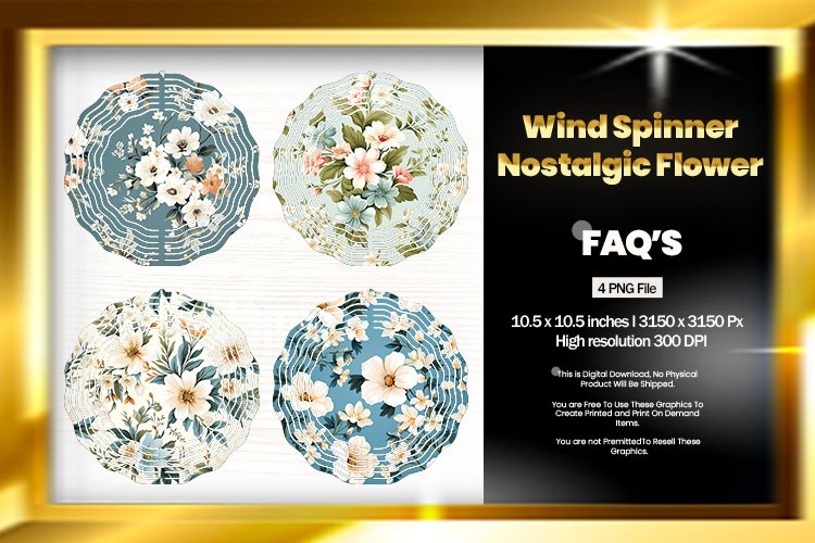 Nostalgic Flower Wind Spinner Sublimation Design