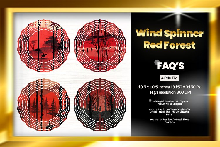 Red Forest Wind Spinner Sublimation Design - 04 Variations
