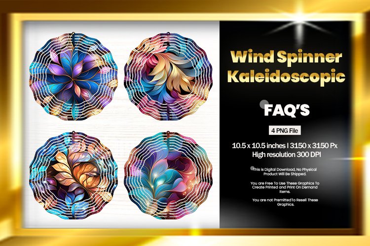 Kaleidoscopic Wind Spinner Sublimation Design - 04 Variation