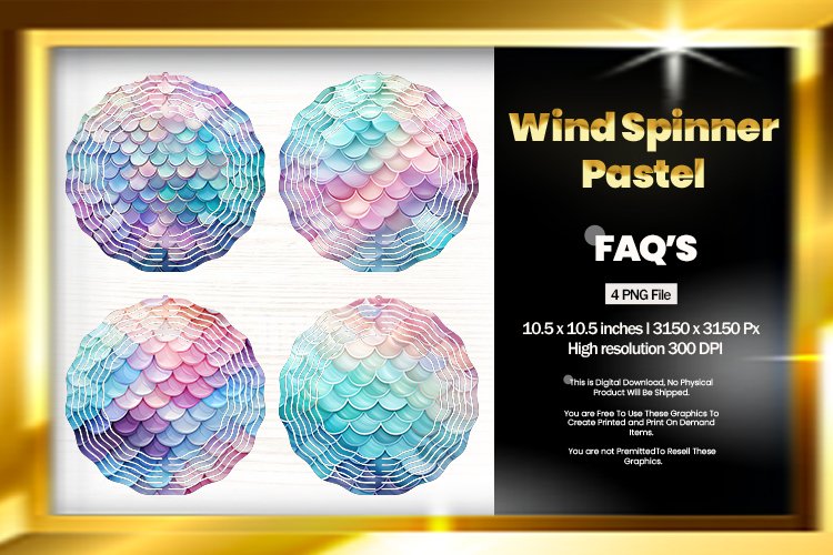 Pastel Wind Spinner Sublimation Design - 04 Variations