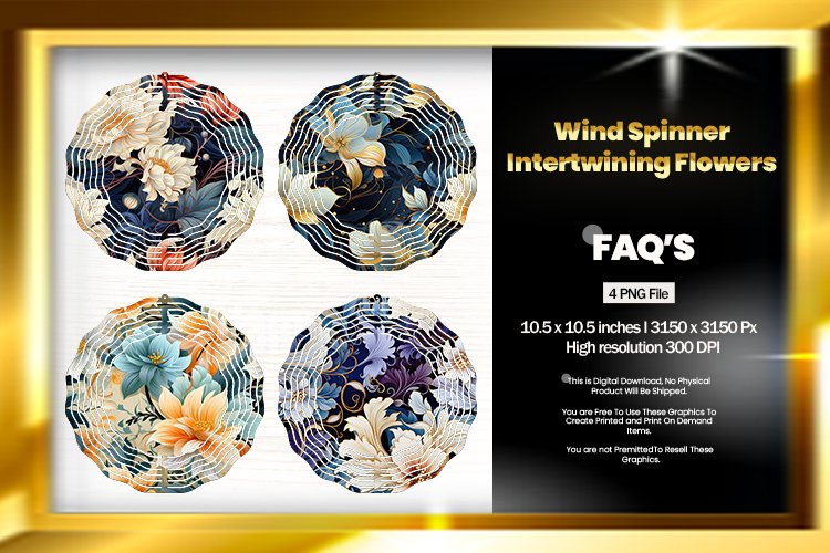 Flowers Wind Spinner Sublimation Design - 04 Vations