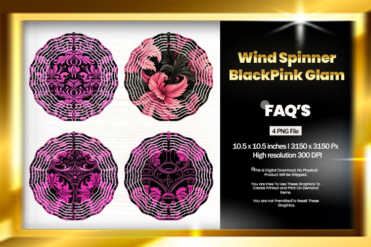 Pink Glam Wind Spinner Sublimation Design - 04 Variations