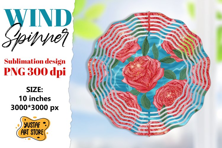 Valentine wind spinner sublimation design. Rose wind spinner