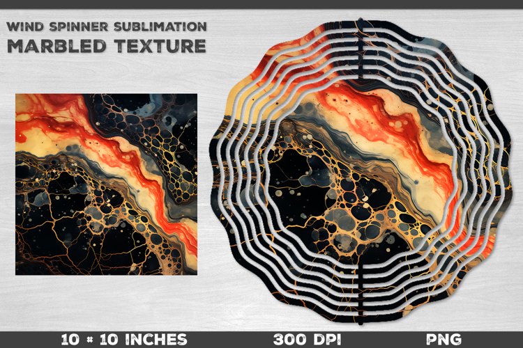 Colorful Marbled Texture Wind Spinner Sublimation Design 3