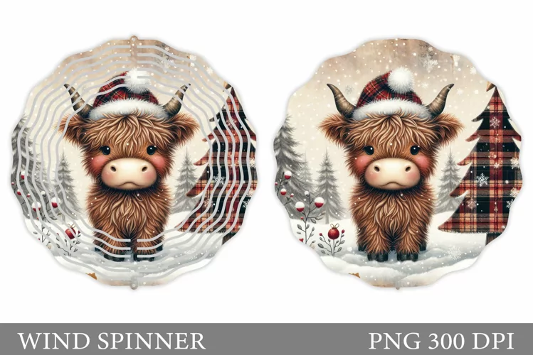 Christmas Cow Wind Spinner. Christmas Wind Spinner Design