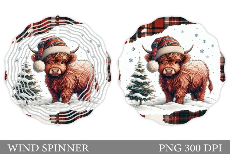Highland Cow Wind Spinner. Christmas Wind Spinner Design example image 1