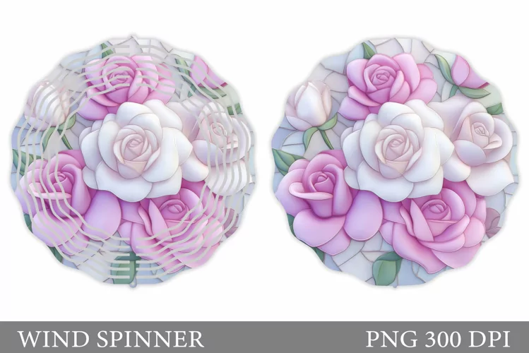 Roses Wind Spinner Design. Flowers Wind Spinner Sublimation