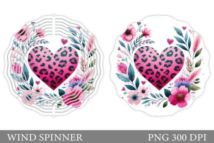 Heart Wind Spinner Sublimation. Flowers Wind Spinner Design