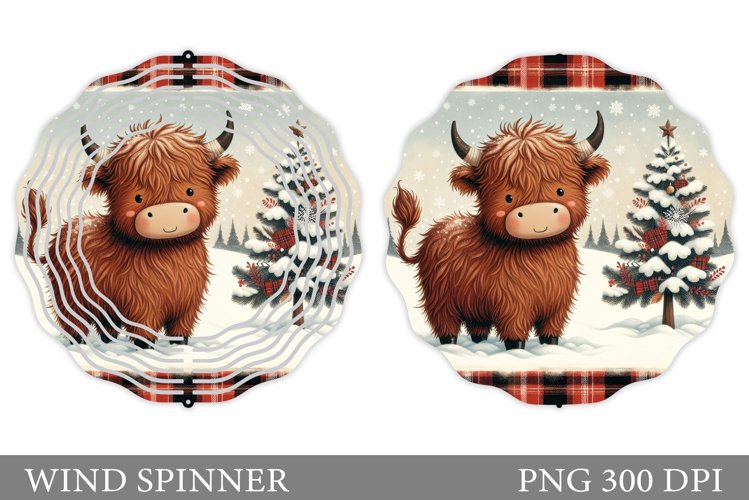 Highland Cow Wind Spinner. Christmas Wind Spinner Design example image 1
