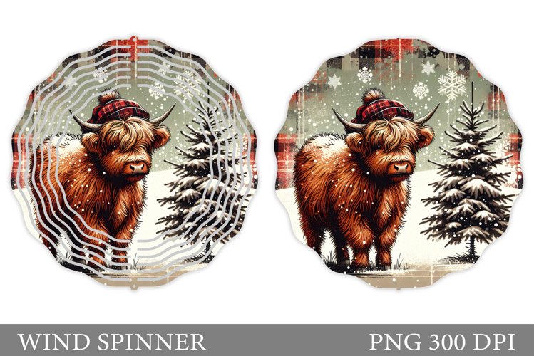 Highland Cow Wind Spinner. Christmas Wind Spinner Design example image 1