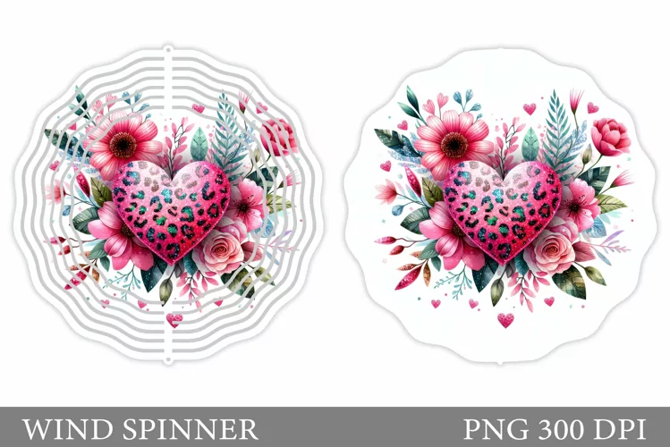 Leopard Heart Wind Spinner. Flowers Wind Spinner Design
