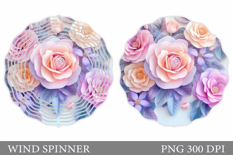 Roses Wind Spinner Sublimation. Floral Wind Spinner Design