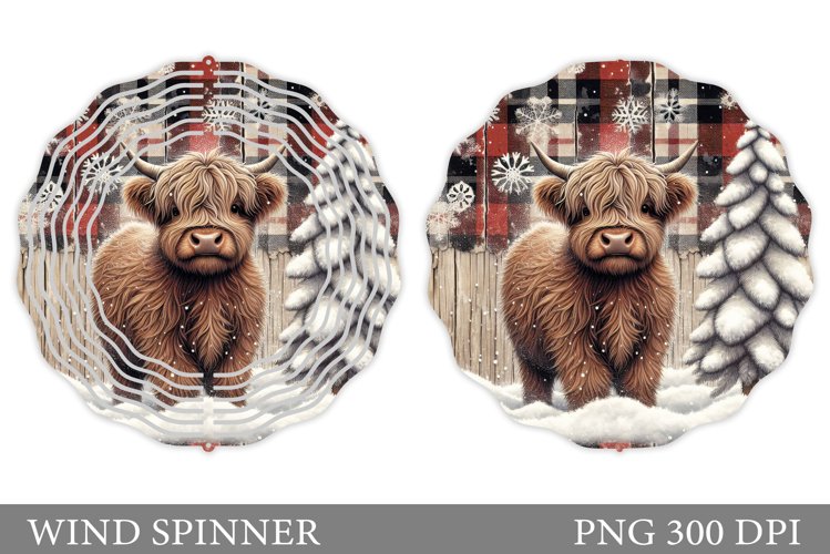 Highland Cow Wind Spinner. Christmas Wind Spinner Design example image 1