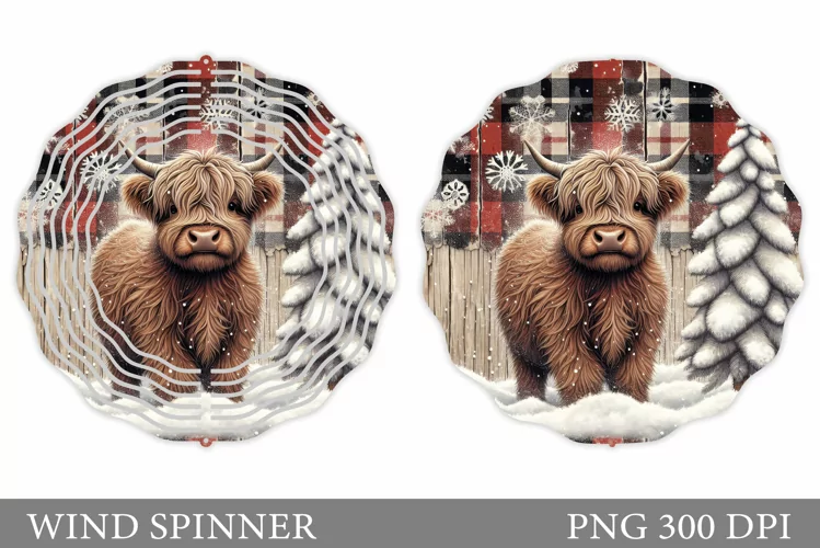 Highland Cow Wind Spinner. Christmas Wind Spinner Design