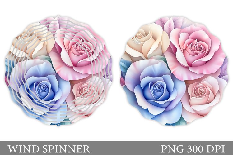 Roses Wind Spinner Sublimation. Floral Wind Spinner Design example image 1