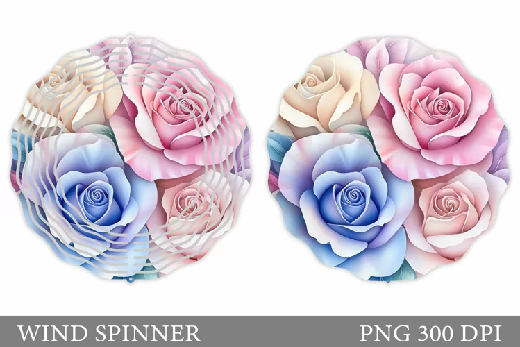 Roses Wind Spinner Sublimation. Floral Wind Spinner Design
