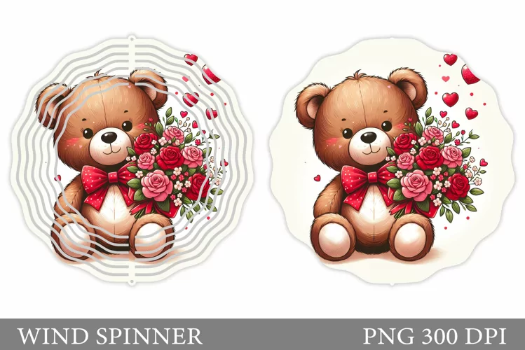 Valentines Bear Wind Spinner. Valentines Wind Spinner Design