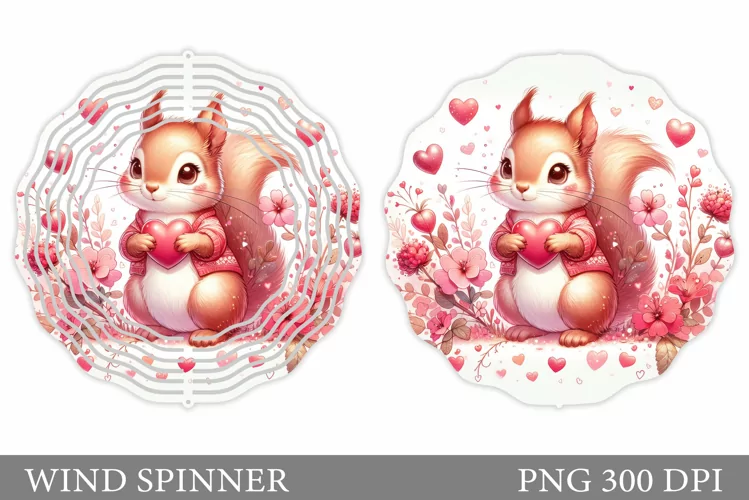 Valentines Squirrel Wind Spinner. Valentines Wind Spinner