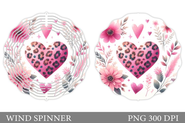 Heart Wind Spinner Sublimation. Flowers Wind Spinner Design example image 1
