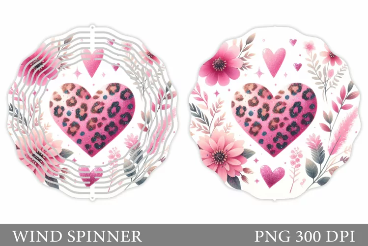 Heart Wind Spinner Sublimation. Flowers Wind Spinner Design