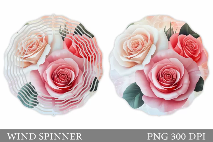 Roses Wind Spinner Design. Flowers Wind Spinner Sublimation