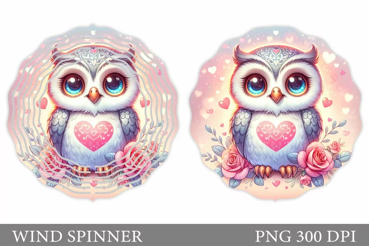 Valentines Owl Wind Spinner. Valentines Wind Spinner Design