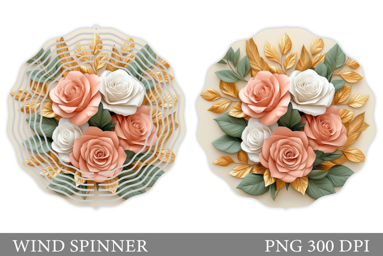Roses Wind Spinner Sublimation. Floral Wind Spinner Design