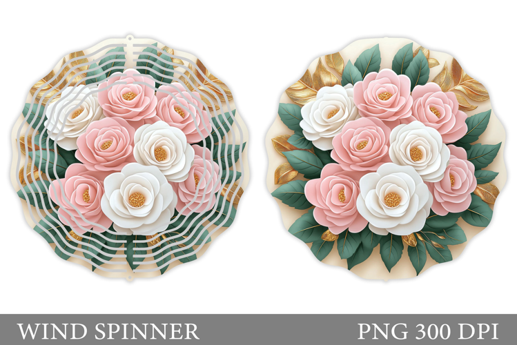 Roses Wind Spinner Sublimation. Floral Wind Spinner Design