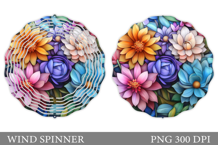 Floral Wind Spinner Sublimation. Flowers Wind Spinner Design