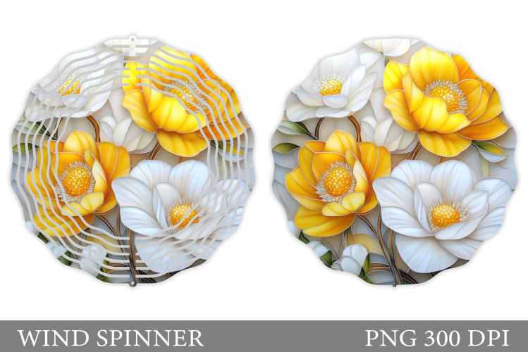 Flowers Wind Spinner Design. Floral Wind Spinner Sublimation