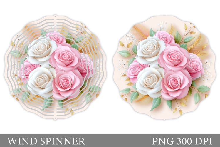 Roses Wind Spinner Sublimation. Floral Wind Spinner Design