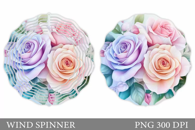 Roses Wind Spinner Sublimation. Floral Wind Spinner Design