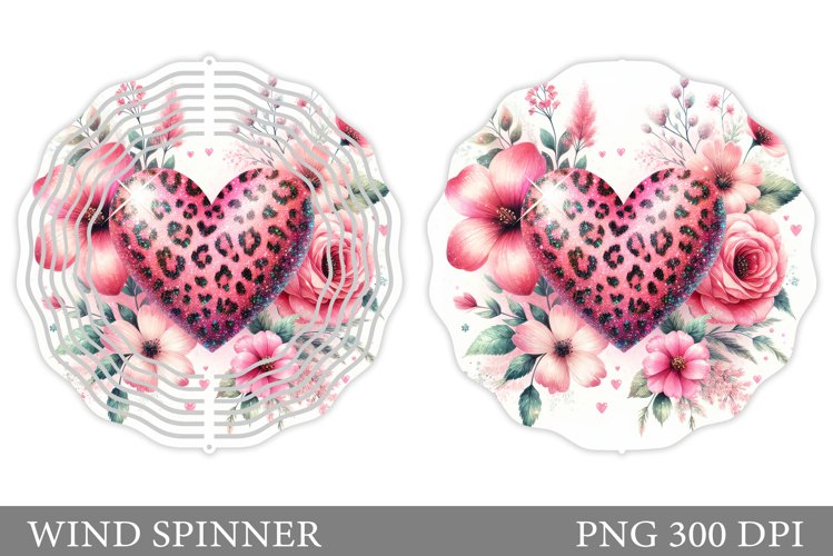 Heart Wind Spinner Sublimation. Flowers Wind Spinner Design example image 1