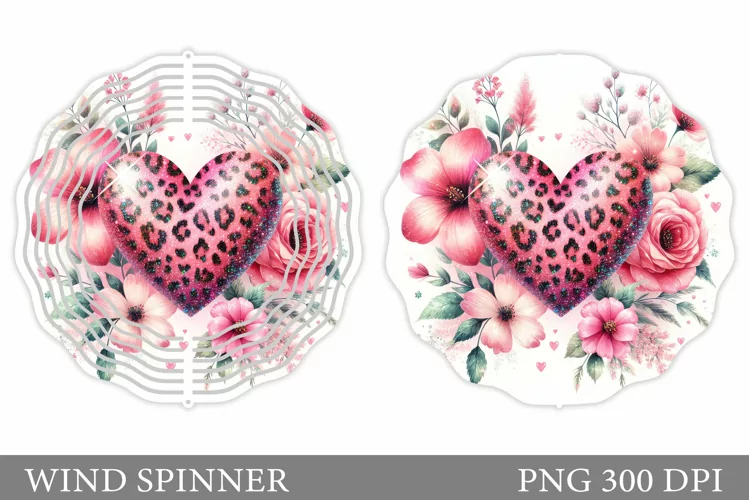 Heart Wind Spinner Sublimation. Flowers Wind Spinner Design