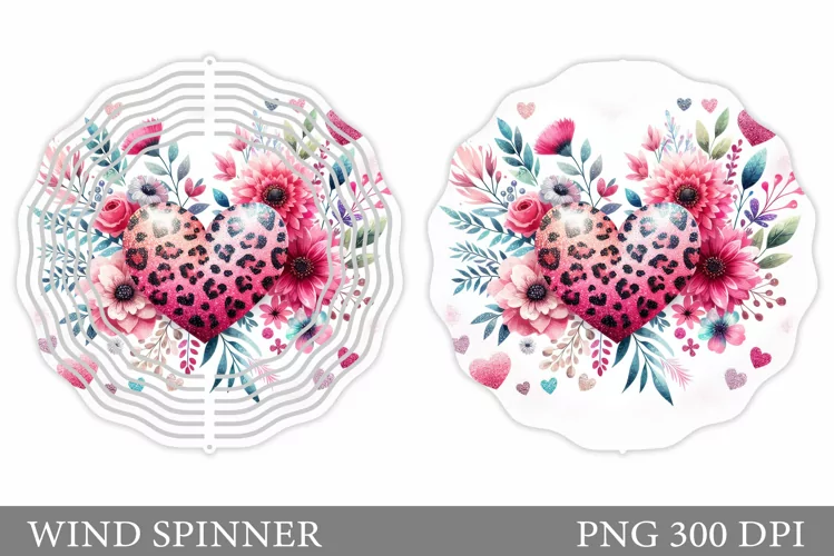 Leopard Heart Wind Spinner. Flowers Wind Spinner Design