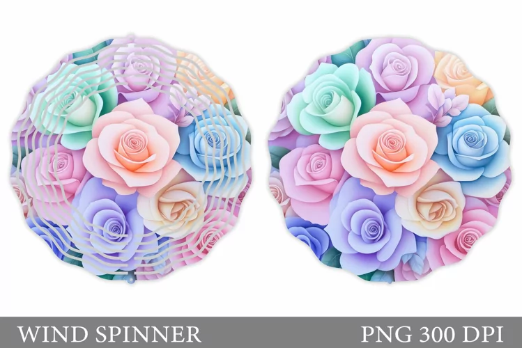 Roses Wind Spinner Design. Flowers Wind Spinner Sublimation