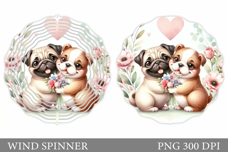 Valentines Dogs Wind Spinner. Valentines Wind Spinner Design