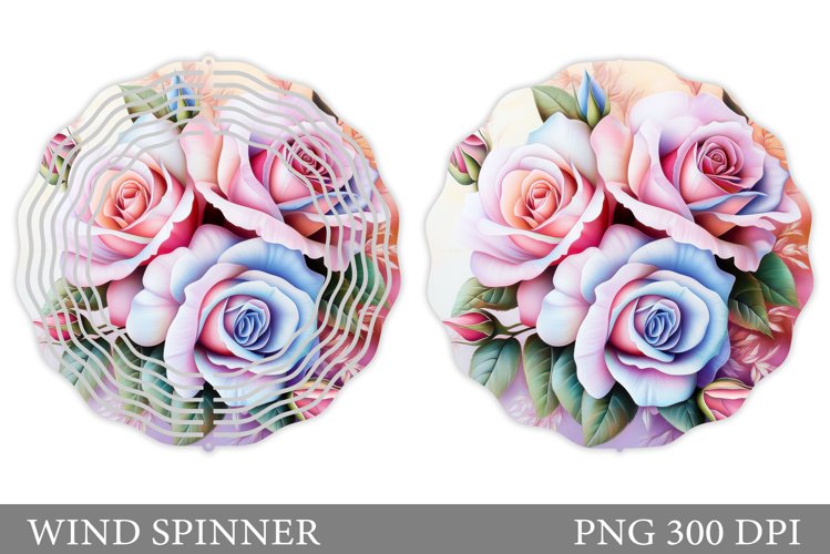 Roses Wind Spinner Sublimation. Floral Wind Spinner Design example image 1