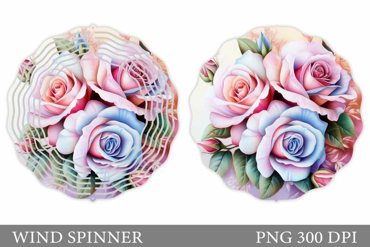 Roses Wind Spinner Sublimation. Floral Wind Spinner Design