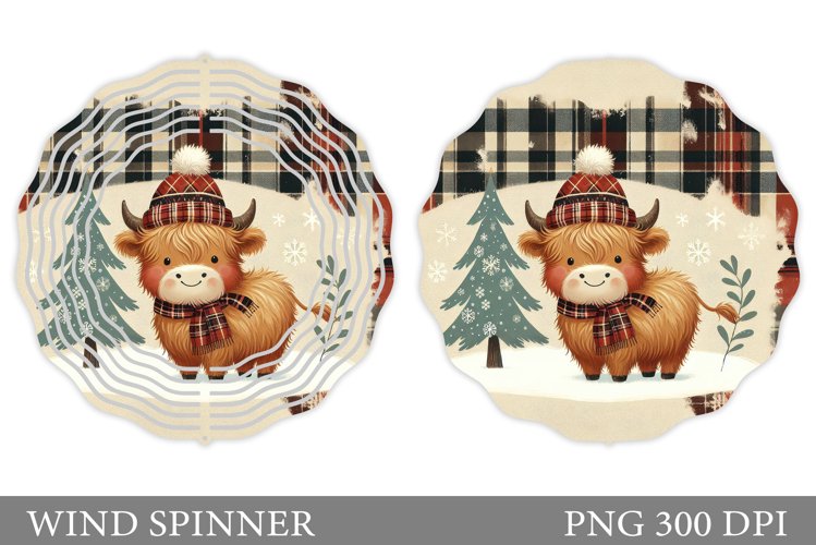 Highland Cow Wind Spinner. Christmas Wind Spinner Design example image 1