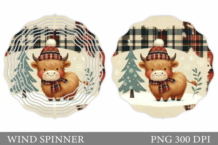 Highland Cow Wind Spinner. Christmas Wind Spinner Design