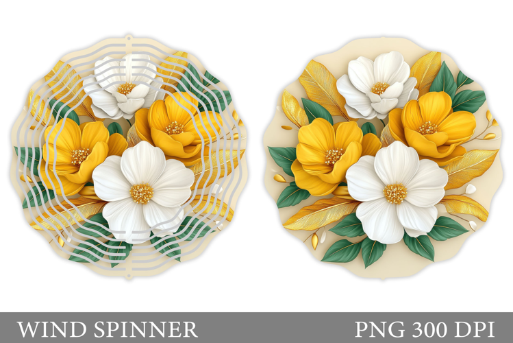 Floral Wind Spinner Sublimation. Flowers Wind Spinner Design