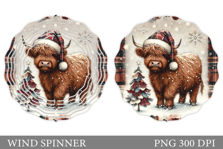 Highland Cow Wind Spinner. Christmas Wind Spinner Design example image 1