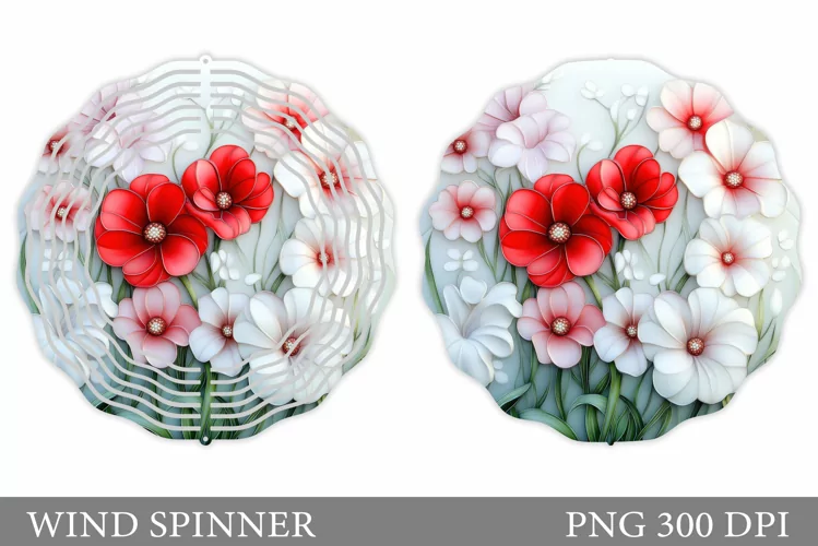 Flowers Wind Spinner Design. Floral Wind Spinner Sublimation