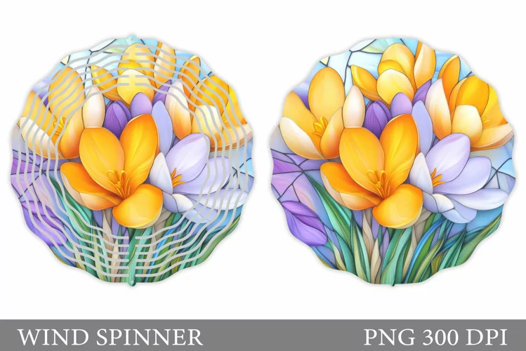 Crocus Wind Spinner Sublimation. Flowers Wind Spinner Design