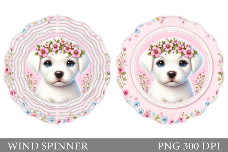 Dog Flowers Wind Spinner. Dog Wind Spinner Sublimation example image 1