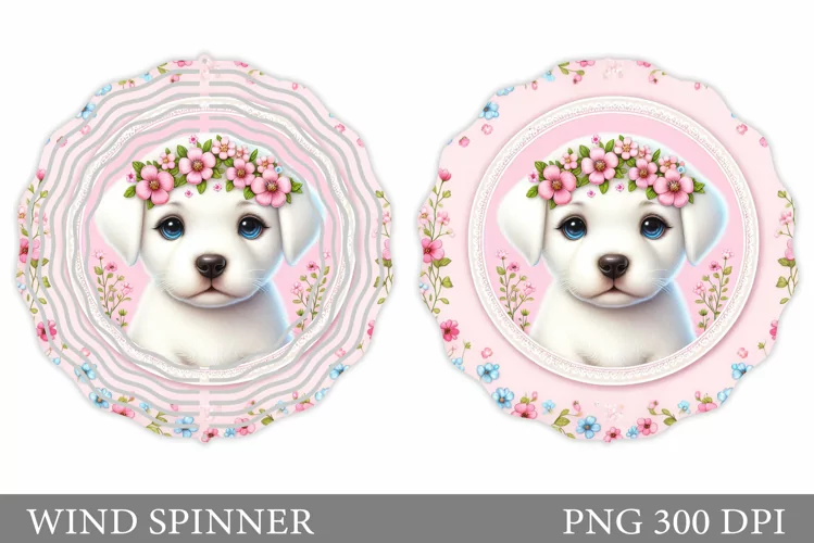 Dog Flowers Wind Spinner. Dog Wind Spinner Sublimation