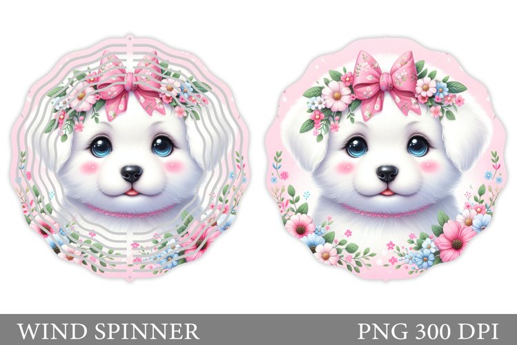 Cute Dog Wind Spinner Sublimation. Dog Wind Spinner Design example image 1